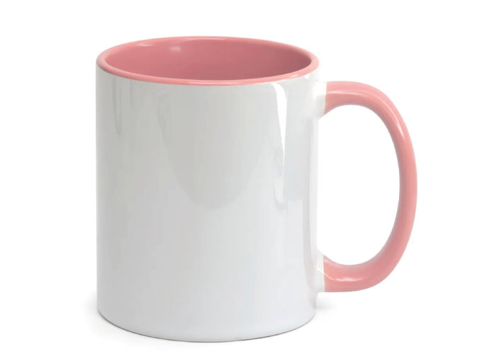 Caneca Cerâmica Alça e Interior Rosa