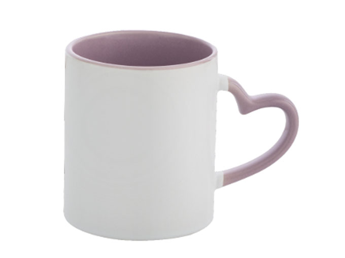 Caneca Cerâmica Alça Coração Lilás 325ml