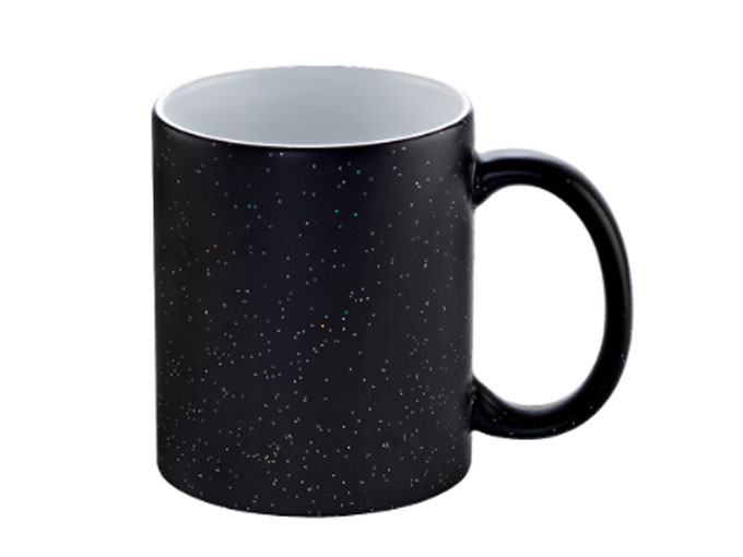 Caneca Cerâmica Mágica Glitter Preta