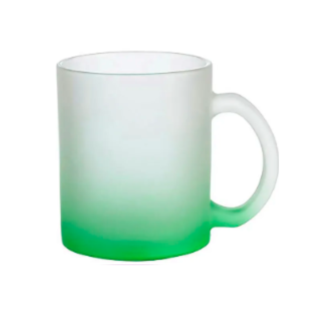 Caneca Vidro Jateado Degradê Verde 310mL
